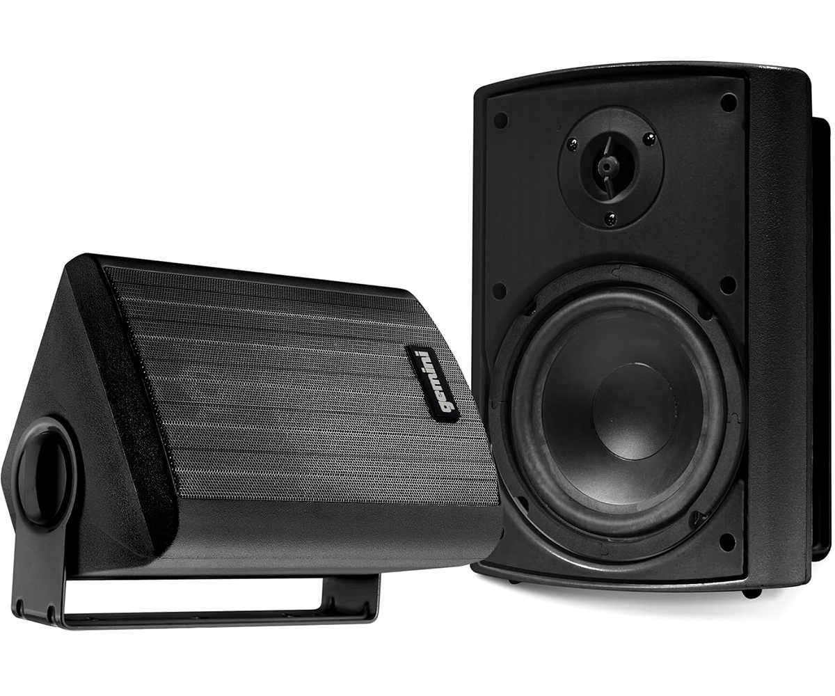 Акустическая система Gemini [GHSI-W525BT-PR-BLK] Активная + пассивная АС, 5.25" НЧ + 0.75" ВЧ, мощность RMS/Peak 60/150 Вт, АЧХ 45-20000 Гц, динамики: 5" НЧ, 1" ВЧ, IP44, BT, 3,5 мм AUX вход, 3,5 мм AUX выход, настенные крепления, пульт ДУ, цвет черный