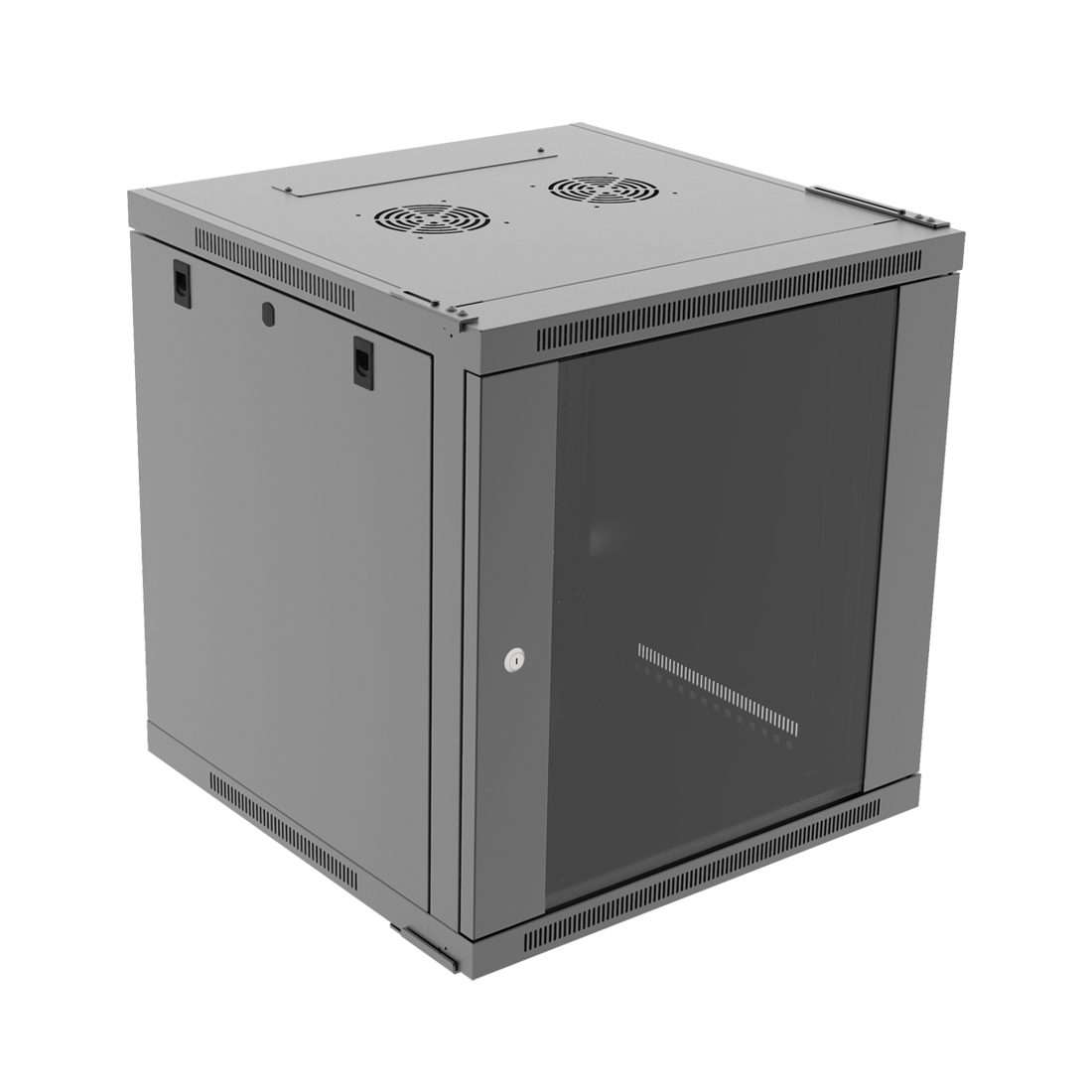 Настенный шкаф Wize Pro [W12UQSR] 19", 12U, быстрая сборка без инструментов, 600х400 мм, стеклянная передняя дверь, задняя стенка металлическая, неоткидная, макс. вес нагрузки 50 кг, сталь, черный