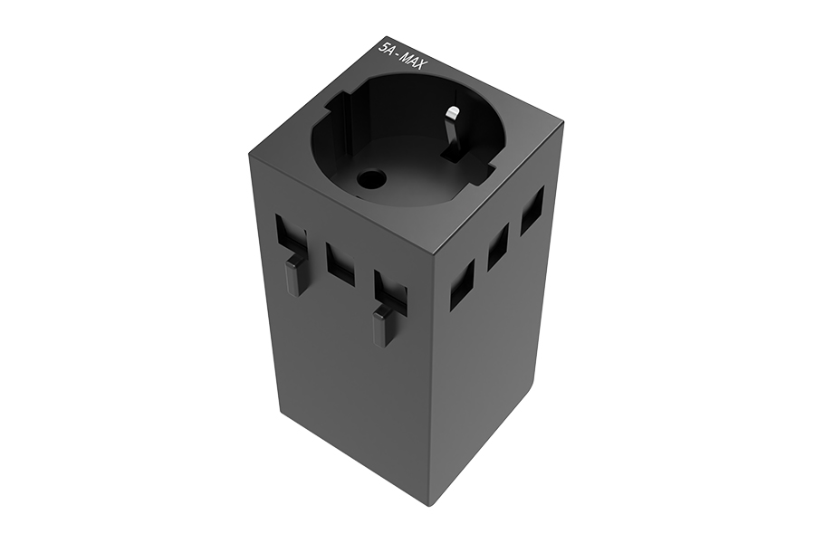 Модуль сетевая розетка Wize Pro [WRTS-M-POW] (европейская) 220В для врезного лючка серии M, с кабелем питания, занимает 2 модуля [DM-DE]