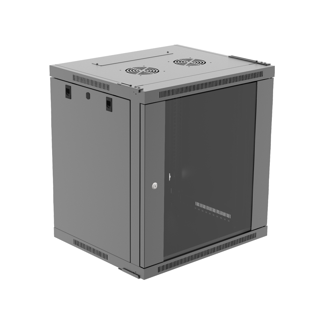 Настенный шкаф Wize Pro [W12U50QSR] 19", 12U, быстрая сборка без инструментов, 600х500 мм, стеклянная передняя дверь, задняя стенка металлическая, неоткидная, макс. вес нагрузки 50 кг, сталь, черный