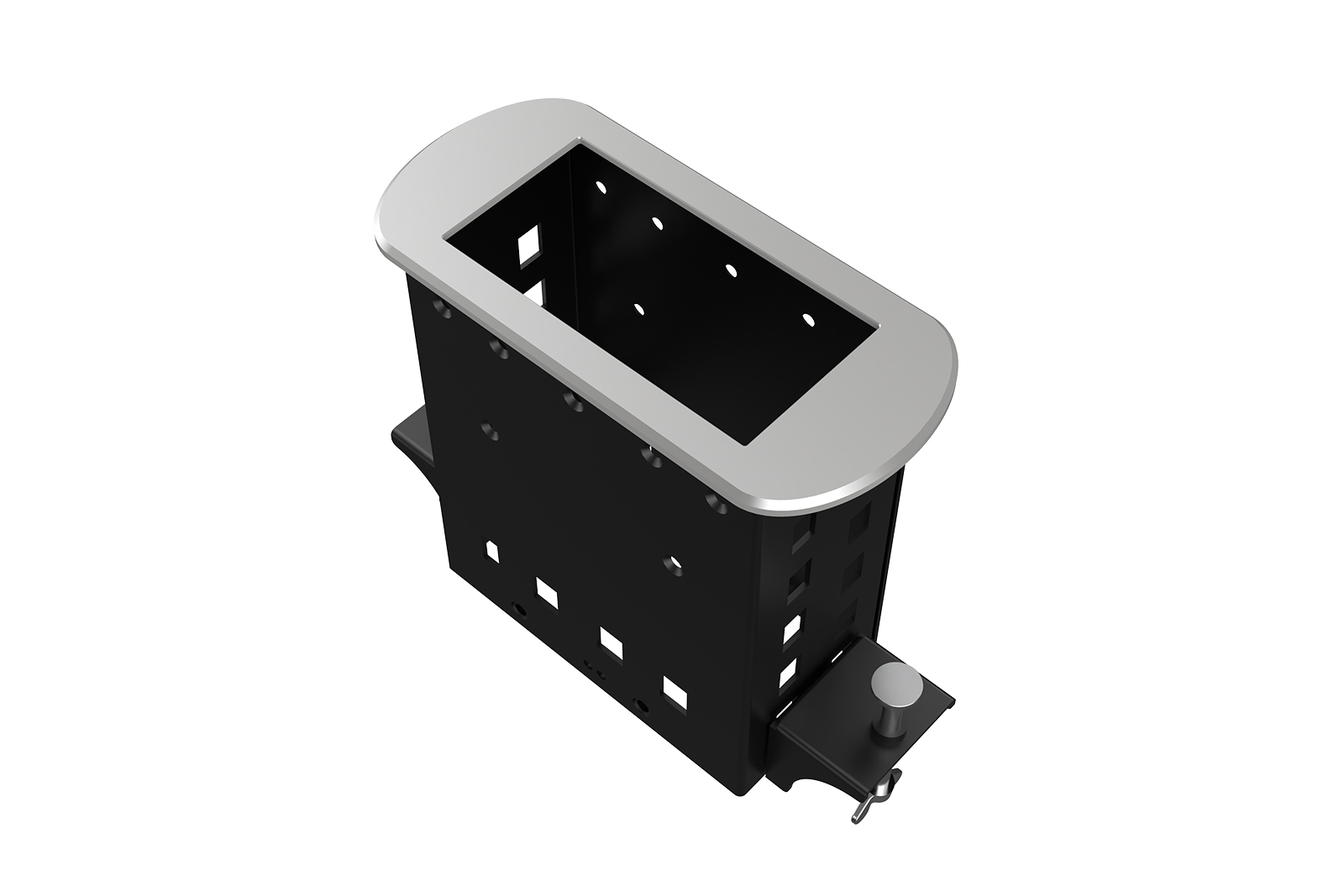 Прямоугольный металлический корпус Wize Pro [WRTS-M-4BOX-S] серия M, для модульной системы врезного лючка в стол без крышки для установки до 4 модулей-вставок серии М, серебристый