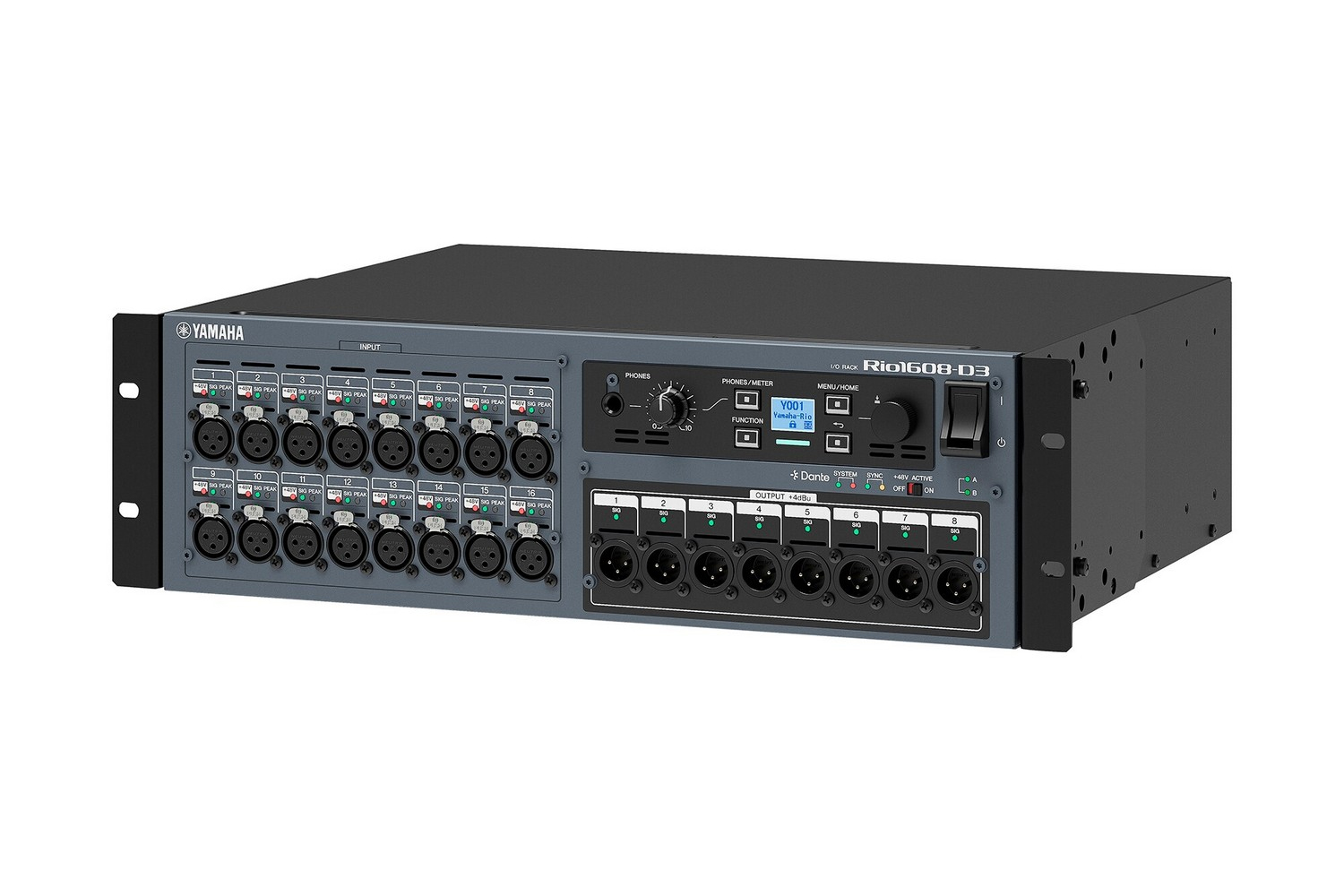 Конвертор Yamaha [RIO1608-D3 //E] многоканальный цифр.: 16 аналоговых входов и 8 выходов (XLR); Dante (etherCON).