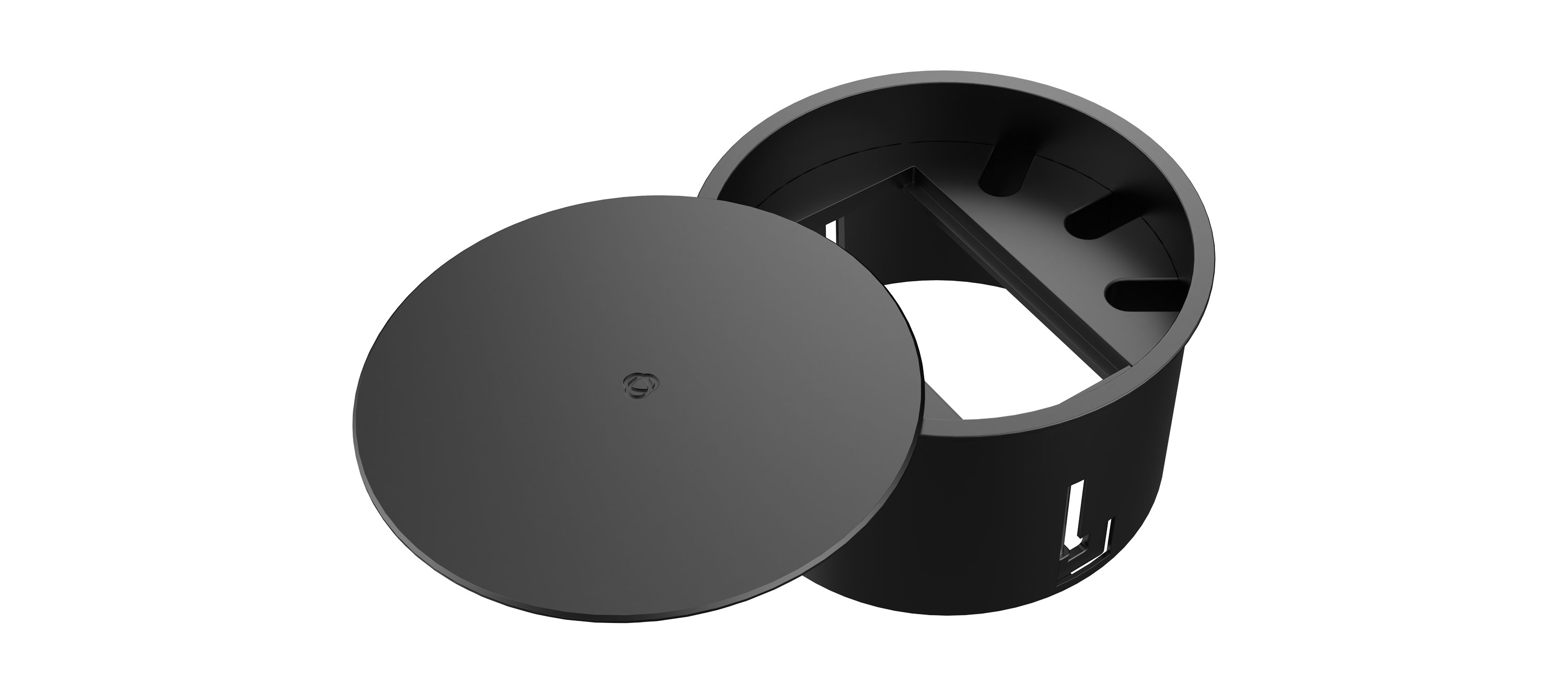 Модуль Kramer Electronics [T-IN2-RND2(B)] на 2 вставки, круглый, с крышкой, цвет черный