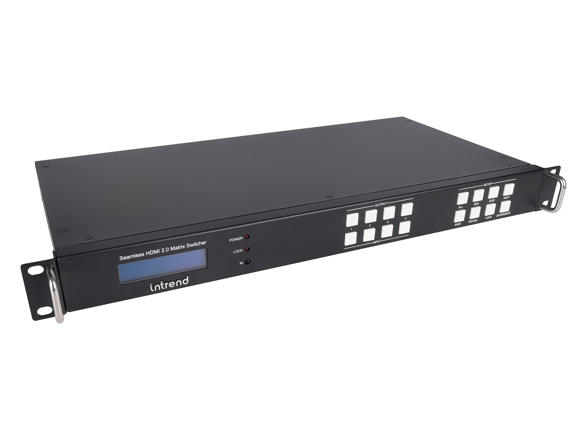 Матричный коммутатор Intrend [ITMFM-4x4H4A] HDMI 4x4, разрешение 4K60, бесподрывный, с поддержкой видеостены и многооконного режима, деэмбедирование звука